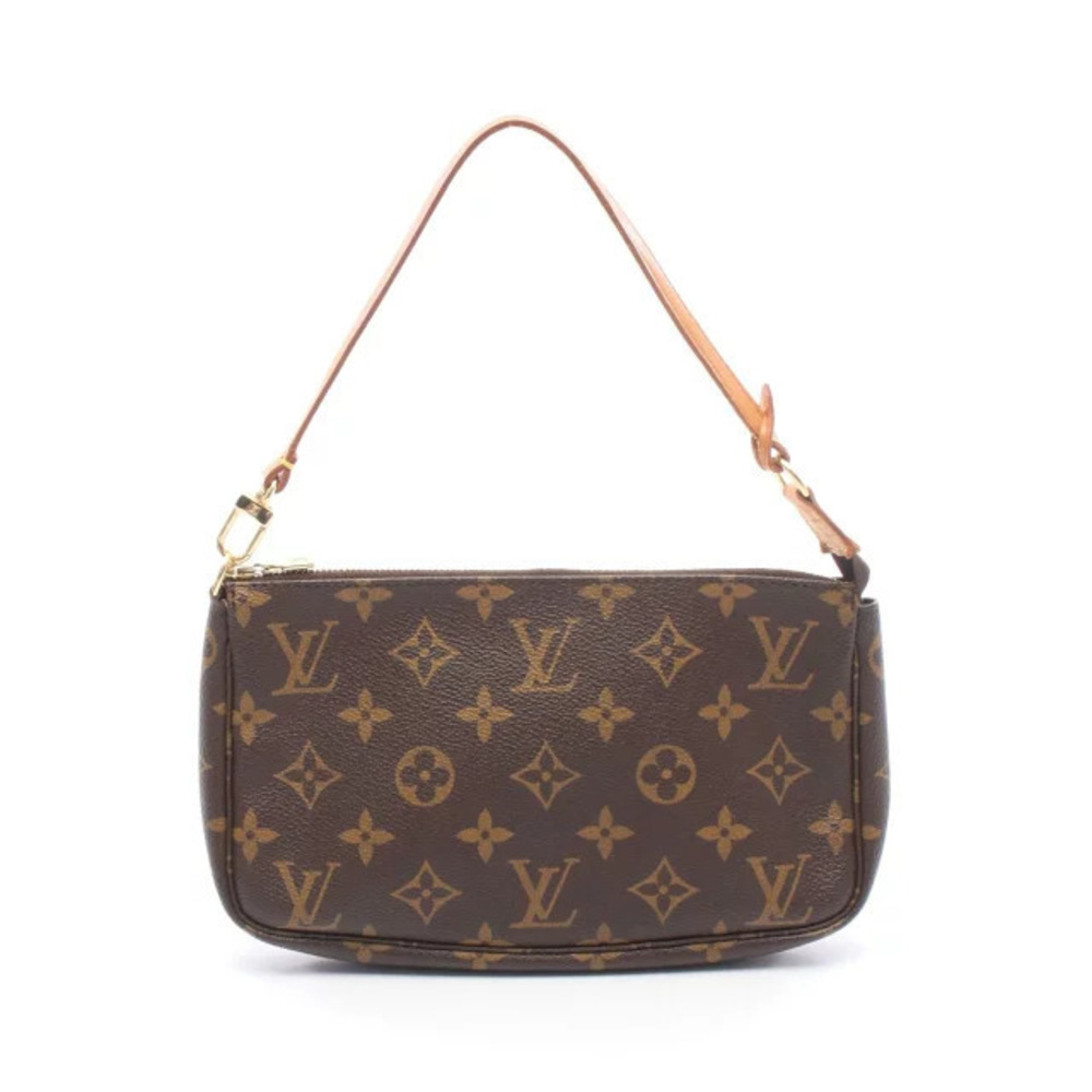 Louis Vuitton Pochette Accessoires Handbag Canvas Leather Monogram Brown